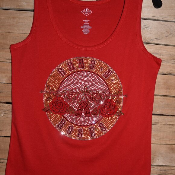 Guns N Roses   red rhinestone  bling sleeveless tank top  XS,S,M,L,XL,XXL,… - Picture 4 of 8